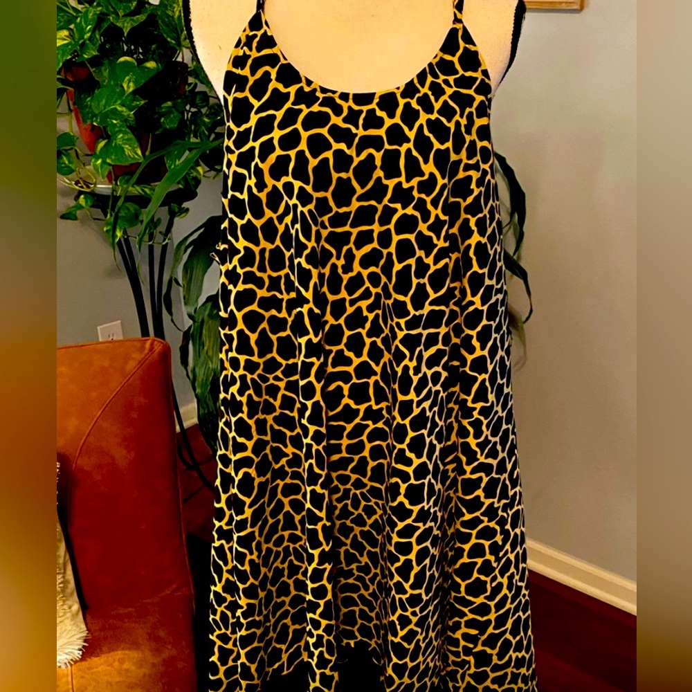 Rima Imar Black and Gold Animal Print Dress